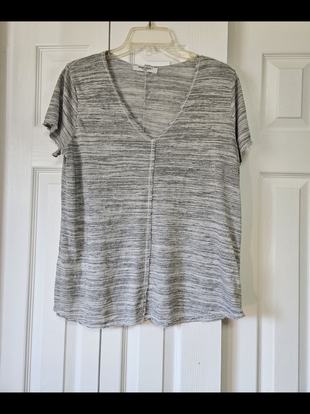 Project Social T Gray V-Neck Short Sleeve Top